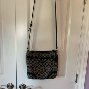 Black leather coach crossbody bag